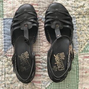 Rieker Women's Black Strappy Flats